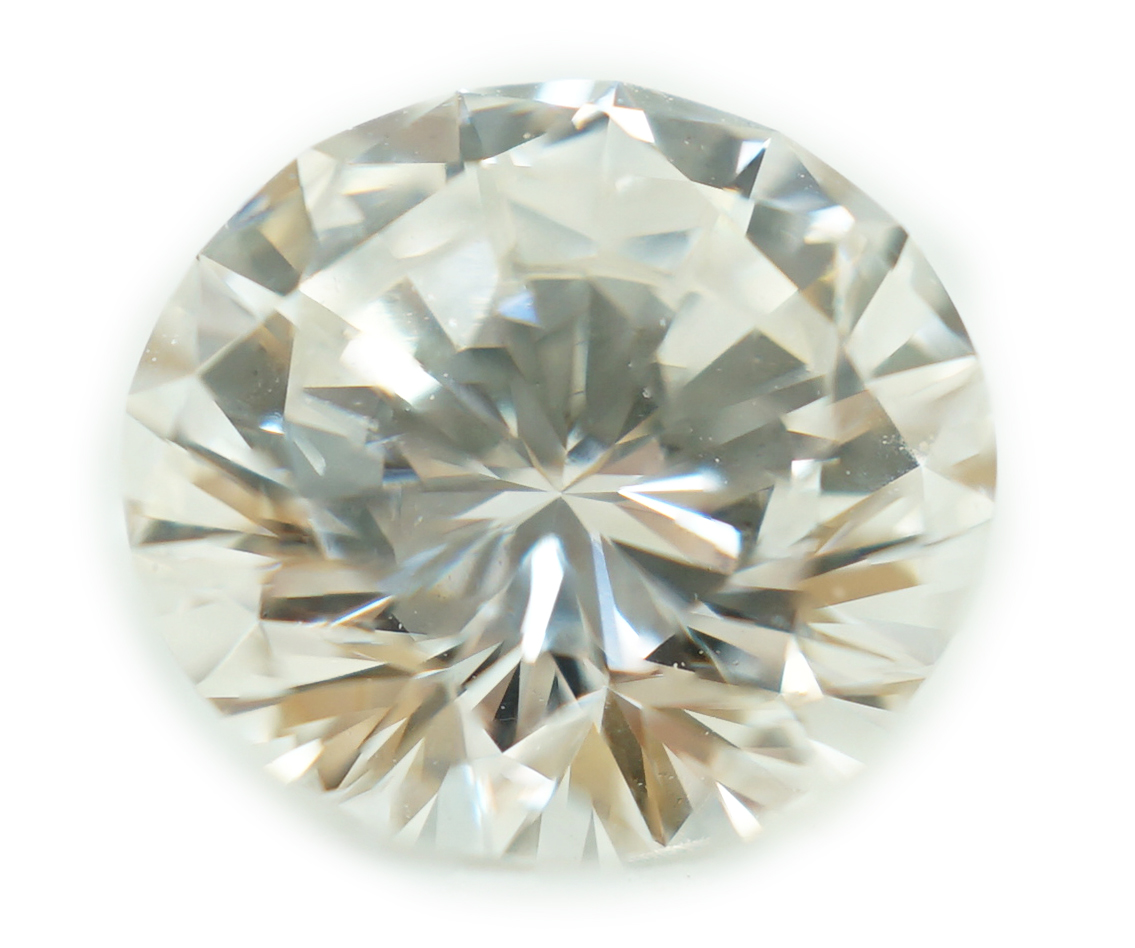 A white metal mounted round brilliant cut diamond, with GIA report dated 27/3/2023 stating the stone to weigh 2.45ct with a colour and clarity of F and SI1.